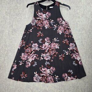 Dainty Hooligan Black Sleeveless Floral Print Shift Dress Size M Lined Polyester
